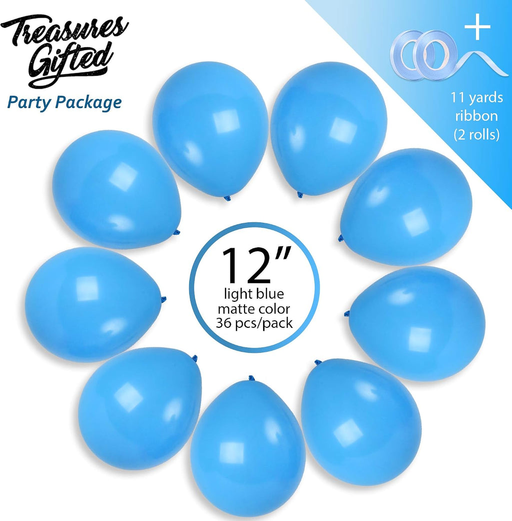 Light Blue Balloons 36 Pack - Pastel Baby Blue Balloons - 12In Latex Sky Color Party Supplies - Robins Egg Decorations