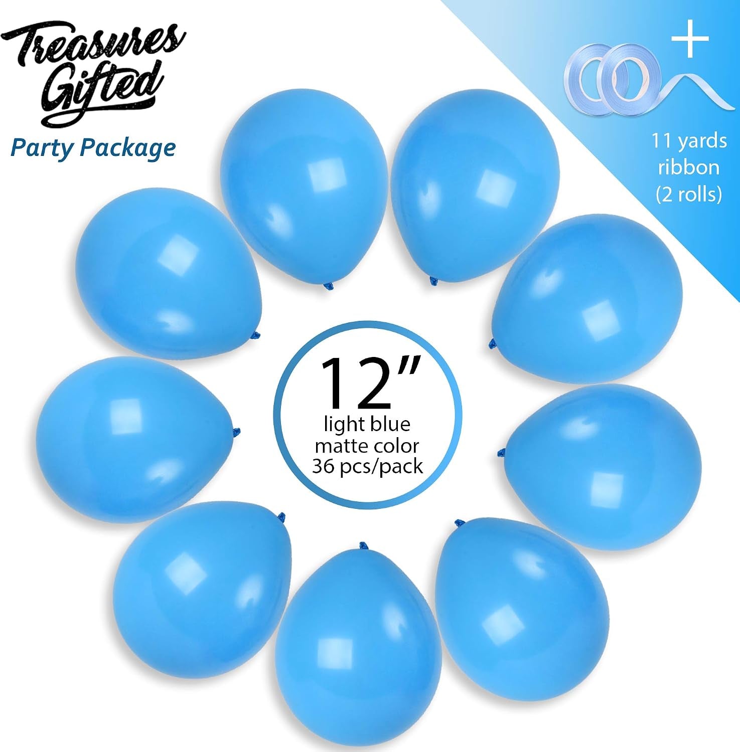 Light Blue Balloons 36 Pack - Pastel Baby Blue Balloons - 12In Latex Sky Color Party Supplies - Robins Egg Decorations