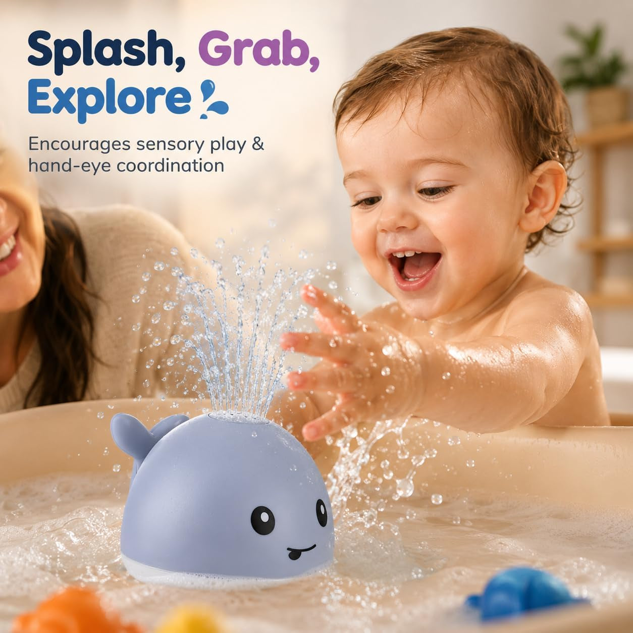 Bath Toys for Kids Ages 1-3, Baby Bath Toys 6-12-18 Months, Pool Water Toys for Toddlers, Babies 1 2 3 Year Boy Girl Gifts, Light up Whale Bath Toy Sprinkler, 1St Birthday Bathtub Fountain Toy