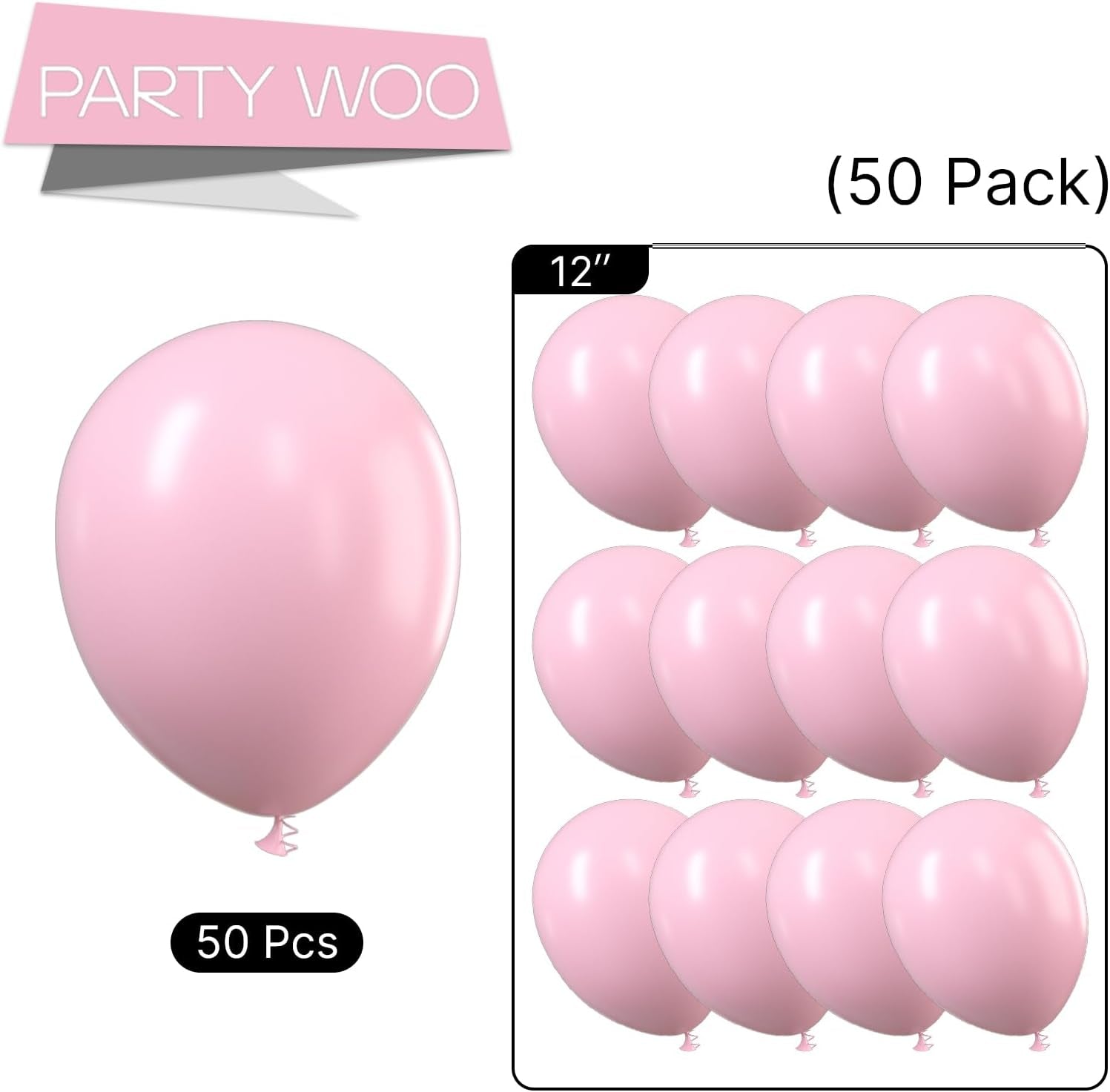 Pastel Pink Balloons, 50 Pcs 12 Inch Pink Balloons, Baby Pink Balloons for Balloon Garland Balloon Arch as Birthday Party Decorations, Wedding Decorations, Baby Shower Decorations, Pink-Q05