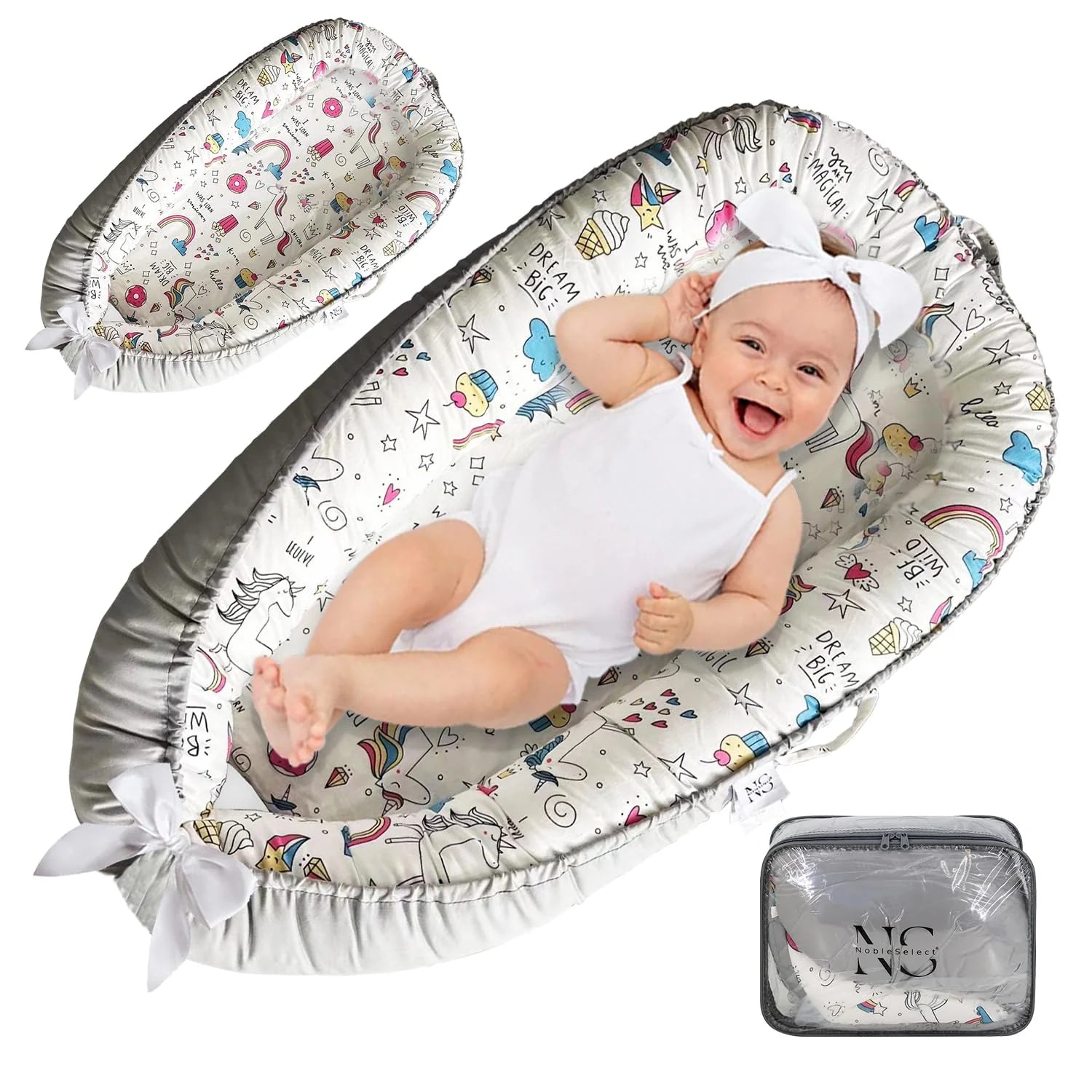 Baby Lounger - Baby Lounger for Newborn 0-24 Months – 100% Cotton Breathable & Soft Infant Nest for Tummy Time & Play, Portable Baby Floor Seat for Travel – Newborn Essentials Gift (Copy)