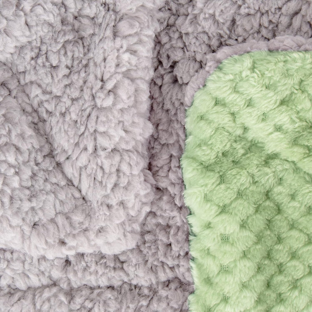 Fuzzy Sherpa Reversible Blanket for Baby, Soft Warm Cozy Coral Fleece Toddler, Infant or Newborn Reversible Blanket for Crib, Stroller, Travel, 30”×40”, Pastel Green