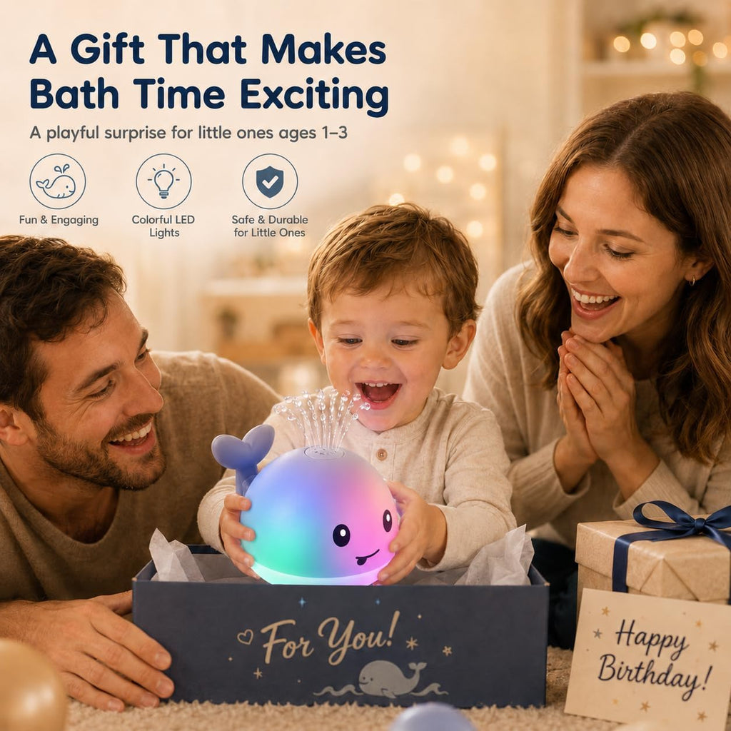Bath Toys for Kids Ages 1-3, Baby Bath Toys 6-12-18 Months, Pool Water Toys for Toddlers, Babies 1 2 3 Year Boy Girl Gifts, Light up Whale Bath Toy Sprinkler, 1St Birthday Bathtub Fountain Toy