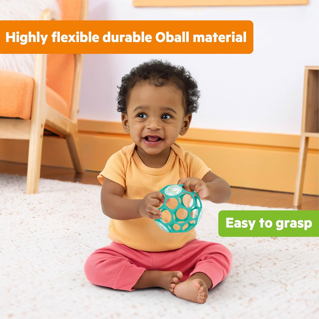 Oball Easy-Grasp Rattle Bpa-Free Infant Toy in Teal, Age Newborn and Up, 4 Inches