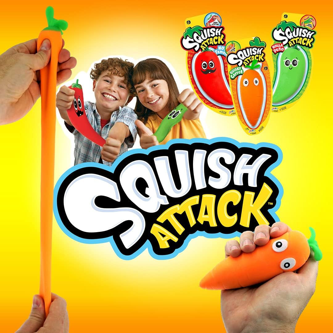 Stretchy Peppers Squishy Veggies Sensory Toys (2 Pack) - Squish Attack Fidget Stress Relief - Easter Gifts for Kids & Adults, Autism Toys