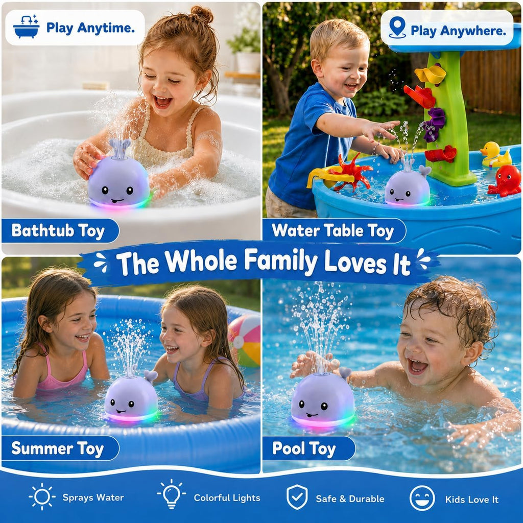 Bath Toys for Kids Ages 1-3, Baby Bath Toys 6-12-18 Months, Pool Water Toys for Toddlers, Babies 1 2 3 Year Boy Girl Gifts, Light up Whale Bath Toy Sprinkler, 1St Birthday Bathtub Fountain Toy