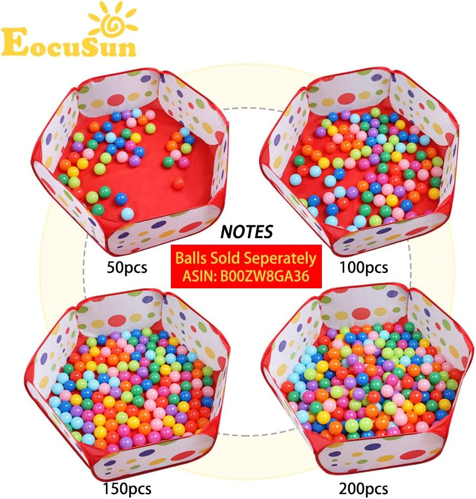 Kids Ball Pit Large Pop up Toddler Ball Pits Tent for Toddlers Girls Boys for Indoor Outdoor Baby Playpen W/Zipper Storage Bag, Balls Not Included (Ared)