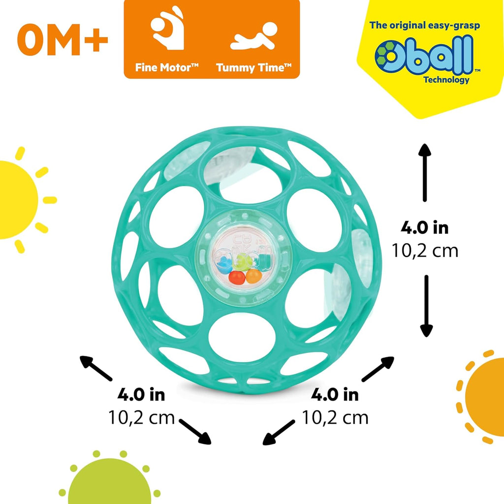 Oball Easy-Grasp Rattle Bpa-Free Infant Toy in Teal, Age Newborn and Up, 4 Inches