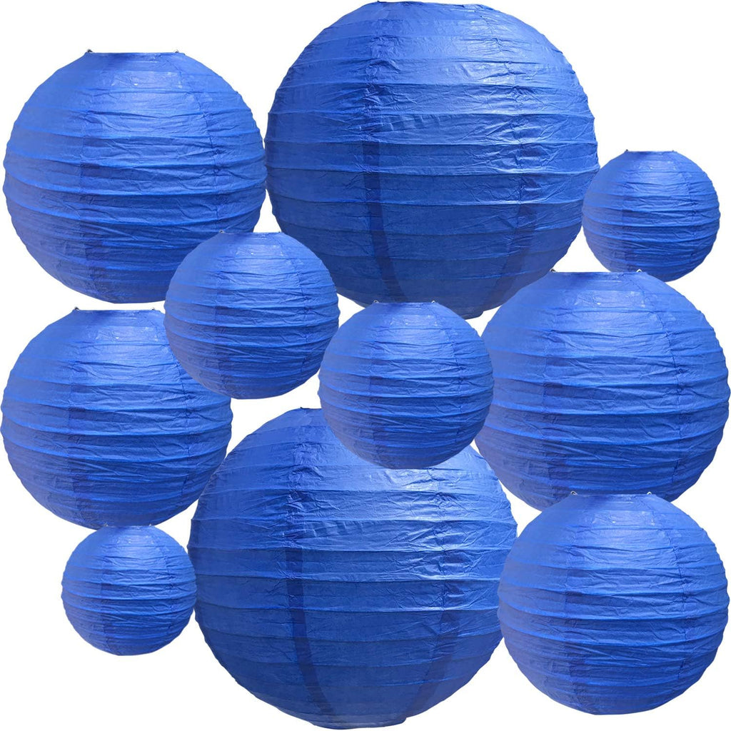 Dark Blue round Paper Lanterns Decorative Hanging Asia Chinese Japanese Paper Lanterns Lamp for Birthday Wedding Baby Bridal Shower Hannukah Home Decor Party Decoration（10 Packs）