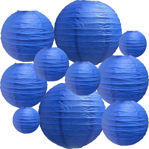 Dark Blue round Paper Lanterns Decorative Hanging Asia Chinese Japanese Paper Lanterns Lamp for Birthday Wedding Baby Bridal Shower Hannukah Home Decor Party Decoration（10 Packs）