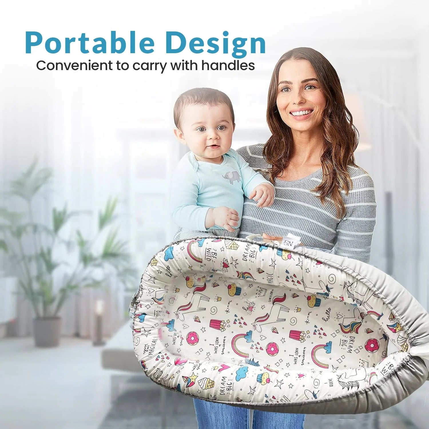 Baby Lounger - Baby Lounger for Newborn 0-24 Months – 100% Cotton Breathable & Soft Infant Nest for Tummy Time & Play, Portable Baby Floor Seat for Travel – Newborn Essentials Gift (Copy)