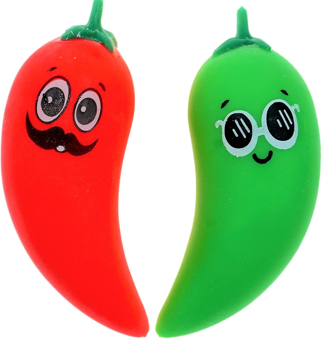 Stretchy Peppers Squishy Veggies Sensory Toys (2 Pack) - Squish Attack Fidget Stress Relief - Easter Gifts for Kids & Adults, Autism Toys