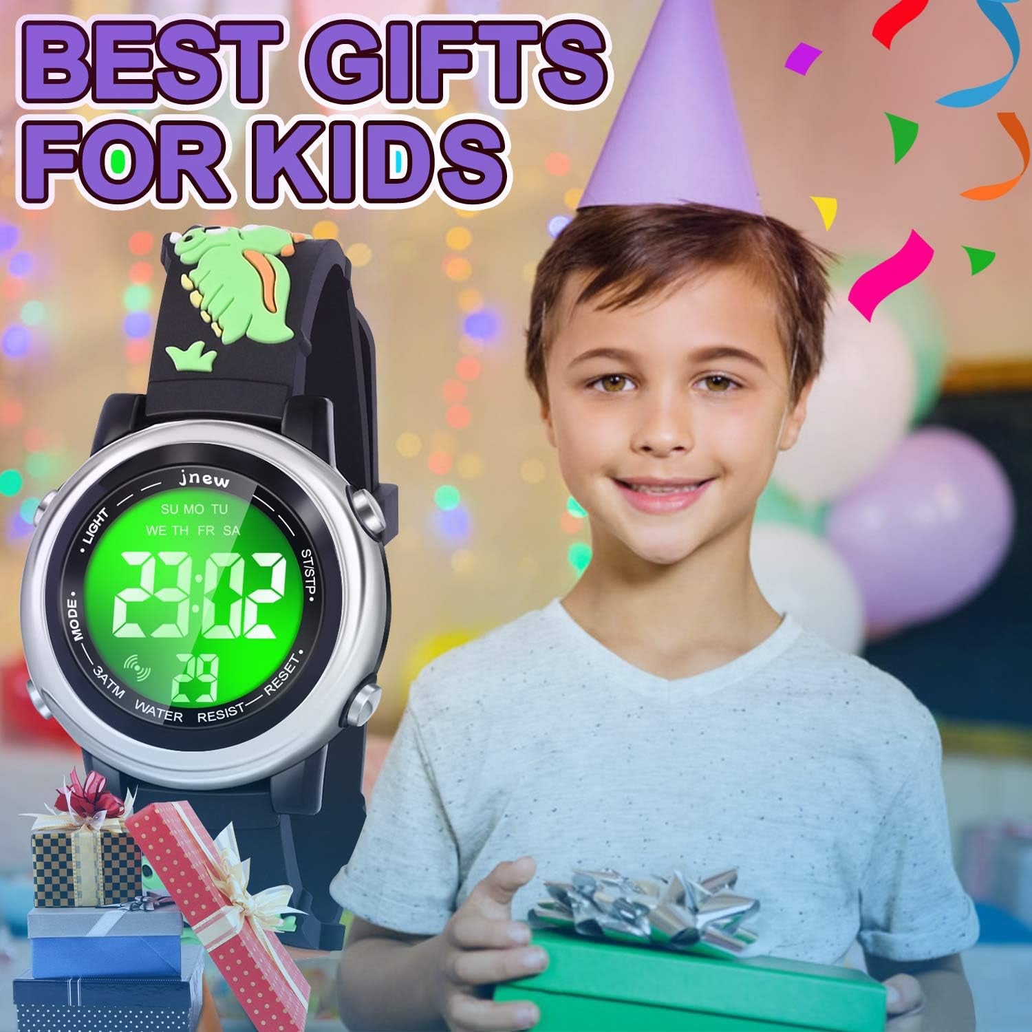 Kids Watches with Waterproof Alarm - Dinosaur Gifts for Boys Girls Age 3-10