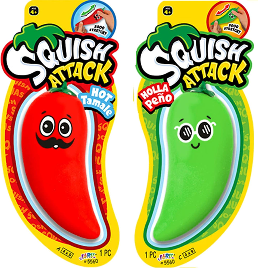 Stretchy Peppers Squishy Veggies Sensory Toys (2 Pack) - Squish Attack Fidget Stress Relief - Easter Gifts for Kids & Adults, Autism Toys