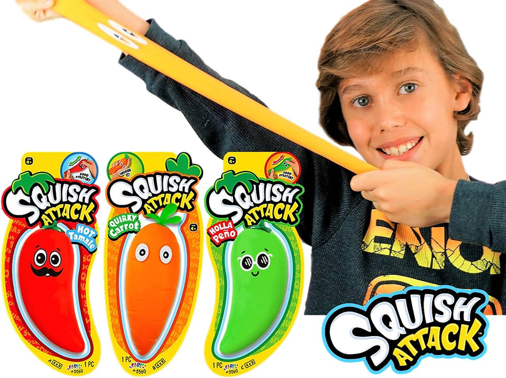 Stretchy Peppers Squishy Veggies Sensory Toys (2 Pack) - Squish Attack Fidget Stress Relief - Easter Gifts for Kids & Adults, Autism Toys