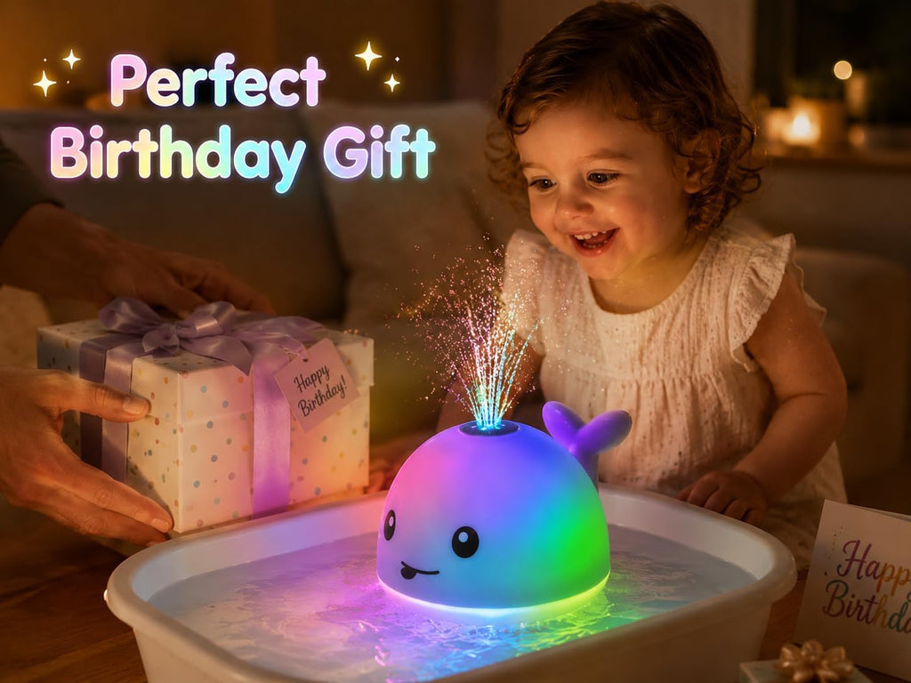 Bath Toys for Kids Ages 1-3, Baby Bath Toys 6-12-18 Months, Pool Water Toys for Toddlers, Babies 1 2 3 Year Boy Girl Gifts, Light up Whale Bath Toy Sprinkler, 1St Birthday Bathtub Fountain Toy